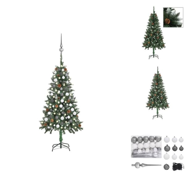 Joulukuuset - Living Joulukuusi esivalaistu palloilla ja kävyillä 150 cm