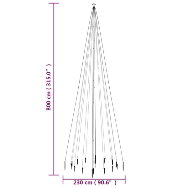 Joulukuuset - Living Joulukuusi piikillä 1134 kylmän valkoista LED-valoa 800 cm