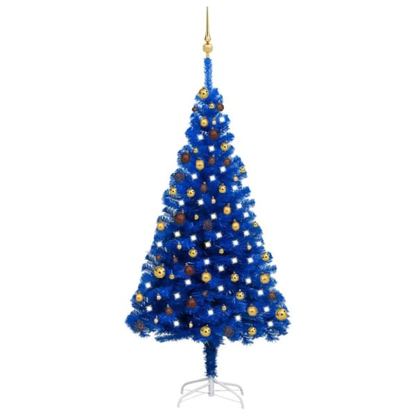 Kunstigt juletræ med lys og kuglesæt 180 cm PVC blå - Juletræ - Juletræer - Home & Living