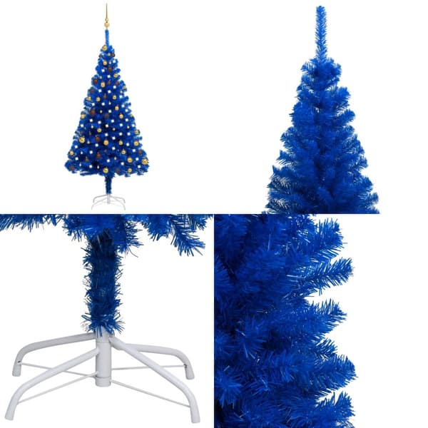 Kunstigt juletræ med lys og kuglesæt 180 cm PVC blå - Juletræ - Juletræer - Home & Living