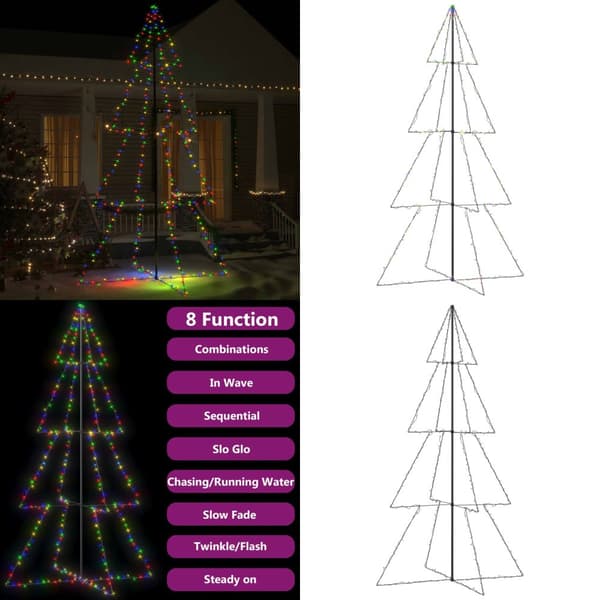 Lysende juletræ 143x250 cm 360 LED'er indendørs/udendørs - Kegleformet Juletræ - Kegleformede Juletræer - Home & Living