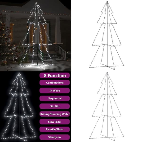 Kartiojoulukuusi 300 LED-valoa sisä-/ulkokäyttöön 120x220 cm - Kartionmallinen Joulukuusi - Kartionmalliset Joulukuuset - Home & Living