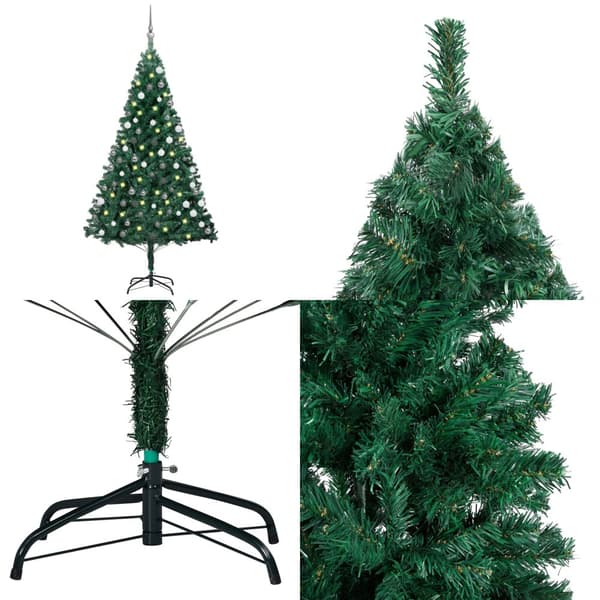 Belyst plastgran med kulor grön 180 cm PVC - Granar - Gran - Home & Living