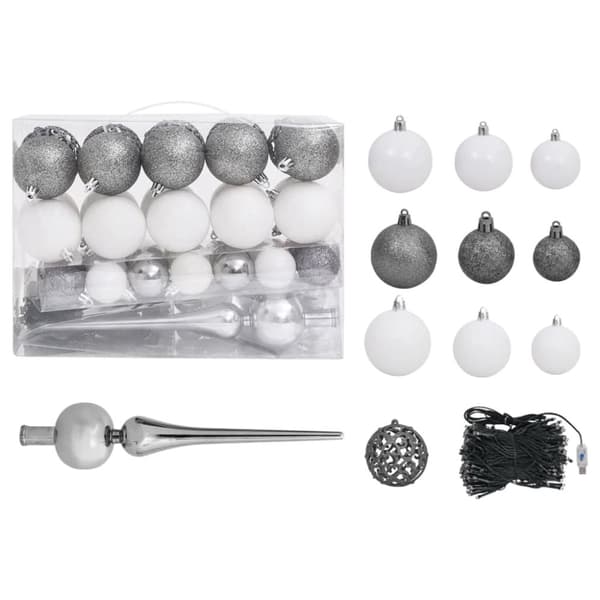 Belyst halv plastgran med kulor grön 180 cm - Granar - Gran - Home & Living