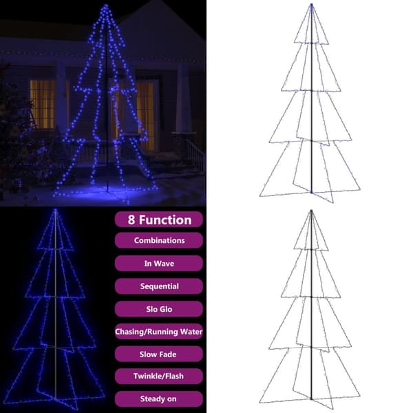 Lysende juletræ 143x250 cm 360 LED'er indendørs/udendørs - Kegleformet Juletræ - Kegleformede Juletræer - Home & Living