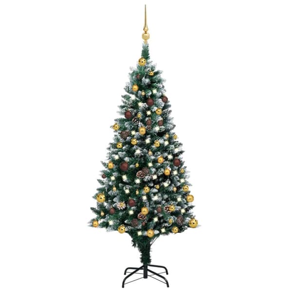 Juletræ med sne + lys + julekugler og grankogler 150 cm - Juletræ - Juletræer - Home & Living