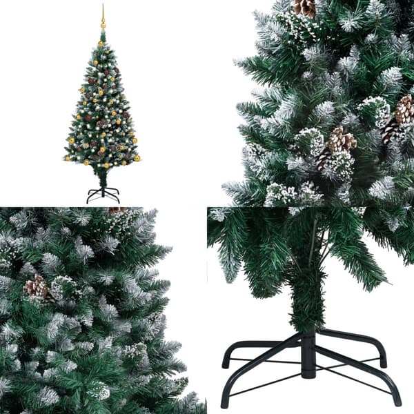Juletræ med sne + lys + julekugler og grankogler 150 cm - Juletræ - Juletræer - Home & Living