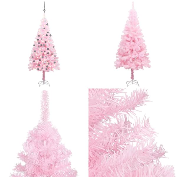 Belyst plastgran med kulor rosa 120 cm PVC - Julgran - Julgranar - Home & Living
