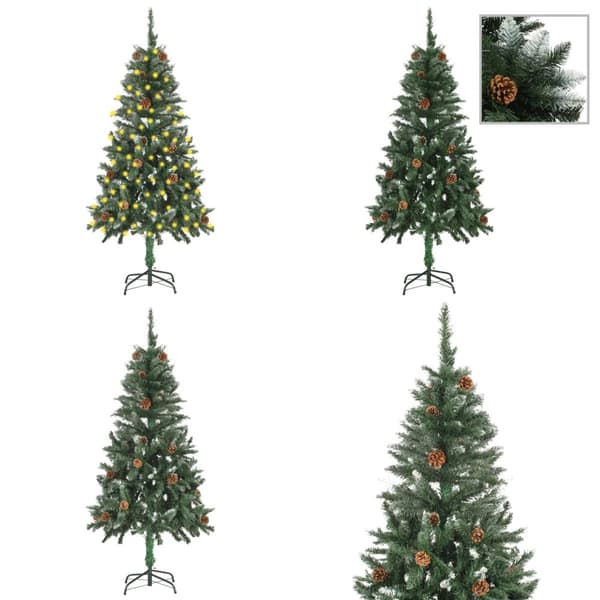 Joulukuusi huurteella esivalaistu kävyillä 150 cm - Tekojoulukuusi - Tekojoulukuuset - Home & Living