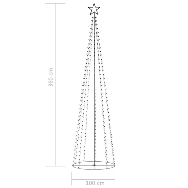 Kartiojoulukuusi 400 moniväristä LED-valoa 100x360 cm - Joulukuusi - Joulukuuset - Home & Living