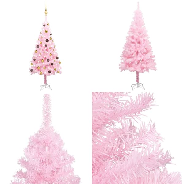 Belyst plastgran med kulor rosa 120 cm PVC - Julgran - Julgranar - Home & Living