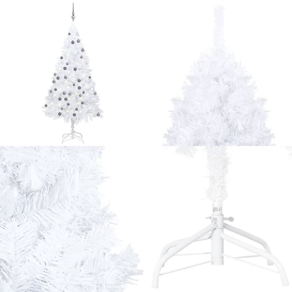 Kunstigt juletræ med lys og kuglesæt 180 cm PVC hvid - Juletræ - Juletræer - Home & Living