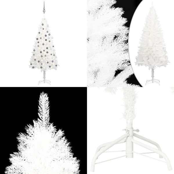 Belyst plastgran med kulor vit 120 cm - Granar - Gran - Home & Living
