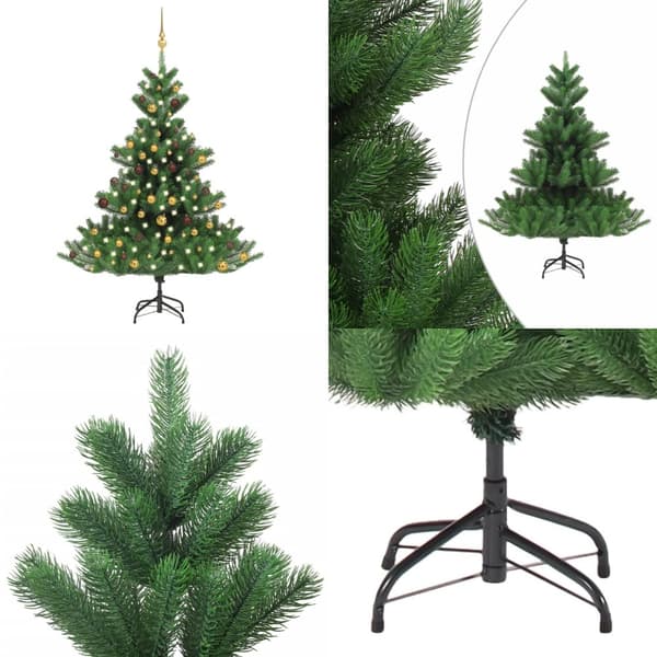 Kaukasianpihta tekojoulukuusi LED-valot ja pallot vihreä 150 cm - Tekojoulukuusi - Tekojoulukuuset - Home & Living