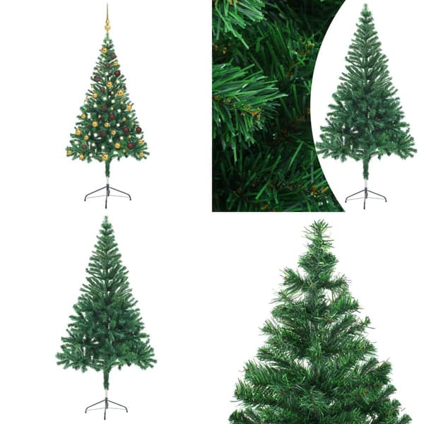 Tekojoulukuusi palloilla esivalaistu 150 cm 380 oksaa - Tekojoulukuusi - Tekojoulukuuset - Home & Living