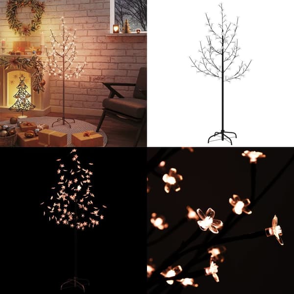 Körsbärsträd med LED varmvit 84 lysdioder 120 cm - LED-träd - LED Träd - Home & Living