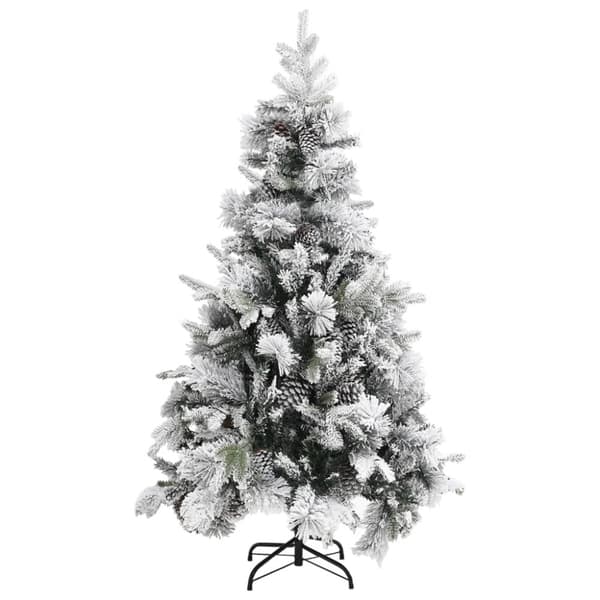 Plastgran med snö och kottar 195 cm PVC&PE