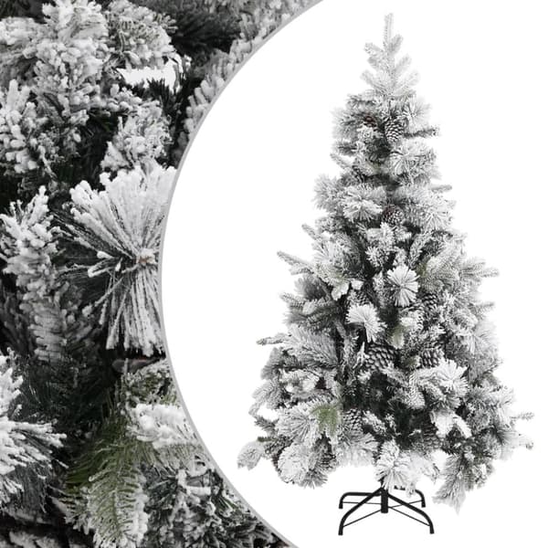 Plastgran med snö och kottar 195 cm PVC&PE
