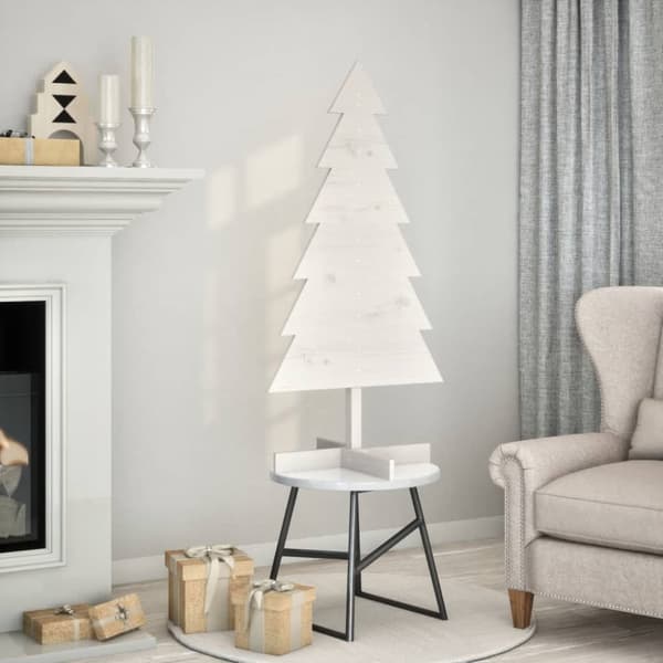 Julgran trä vit 120 cm massiv furu