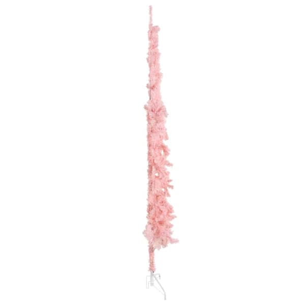 Smal halv plastgran med stativ rosa 210 cm