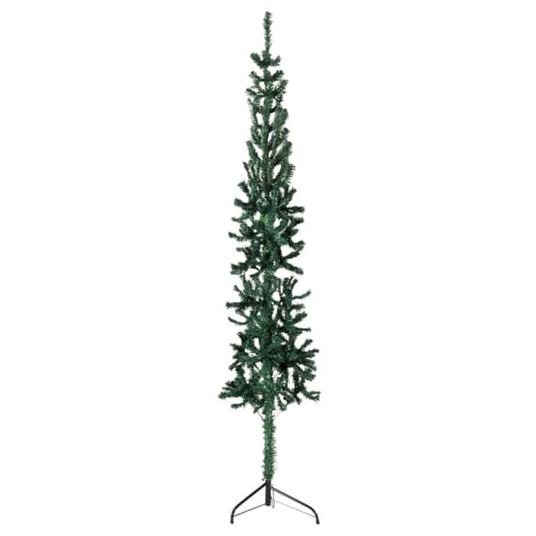 Smal halv plastgran med stativ grön 210 cm