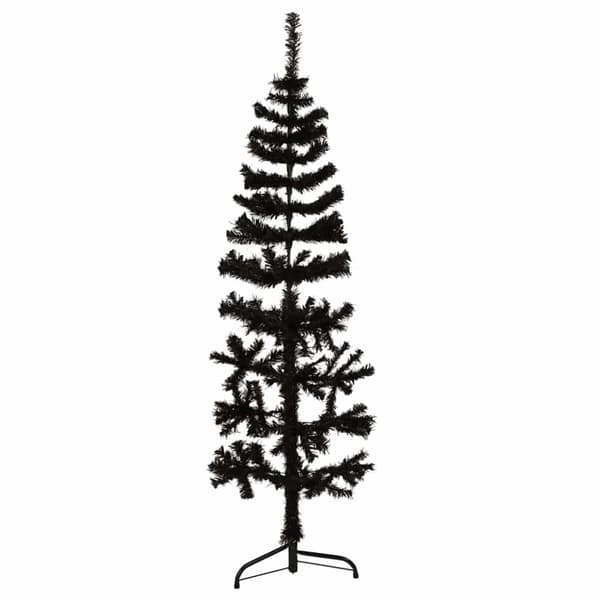 Smal halv plastgran med stativ svart 150 cm