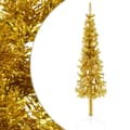 Miniatyrbild 1 av 2: Smal halv plastgran med stativ guld 120 cm