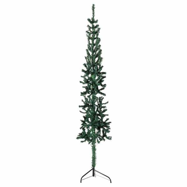 Smal halv plastgran med stativ grön 120 cm