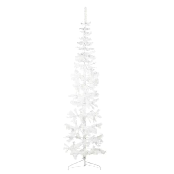 Smal halv plastgran med stativ vit 240 cm