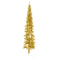 Miniatyrbild 1 av 2: Smal halv plastgran med stativ guld 210 cm