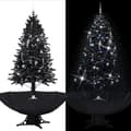 Miniatyrbild 1 av 2: Julgran med snö och paraplybas svart 190 cm PVC