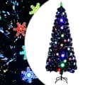 Miniatyrbild 1 av 2: Julgran med LED-snöflingor svart 240 cm fiberoptik