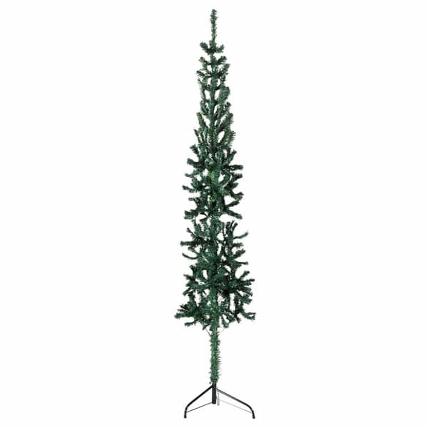 Smal halv plastgran med stativ grön 180 cm