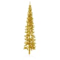 Miniatyrbild 1 av 2: Smal halv plastgran med stativ guld 210 cm