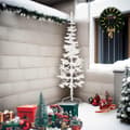 Miniatyrbild 2 av 2: Smal halv plastgran med stativ vit 210 cm
