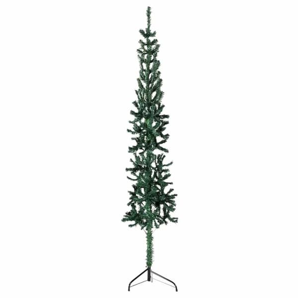 Smal halv plastgran med stativ grön 240 cm