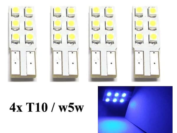 T10 w5w side Led med 6st 1210SMD chip Blå  4-pack