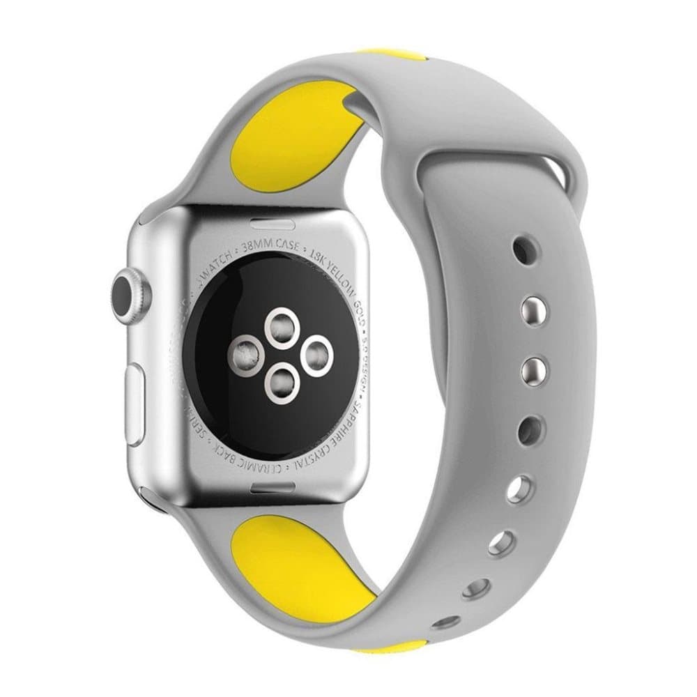 Apple Watch 38mm Silikone rem - Grå/gul