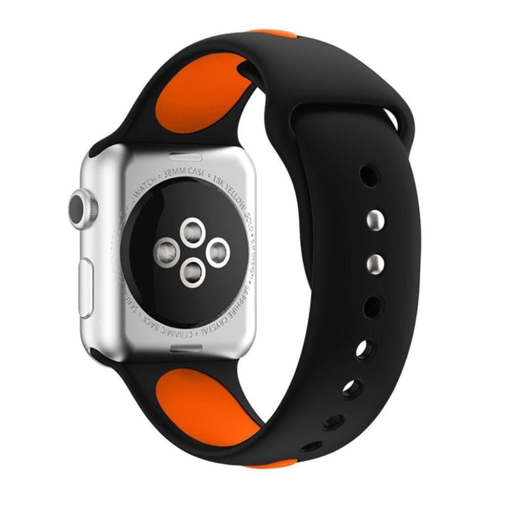 Apple Watch 42mm To-farvet silikone rem - Sort/orange