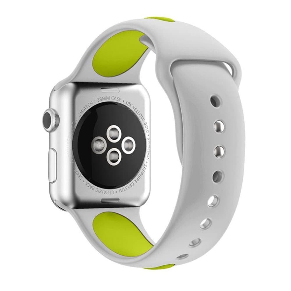 Apple Watch 42mm To-farvet silikone rem - Grå/grøn