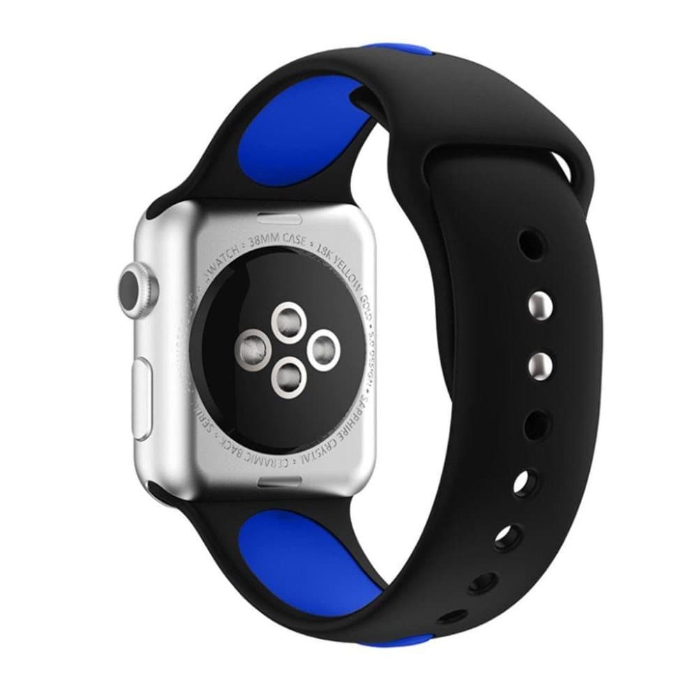 Apple Watch 42mm To-farvet silikone rem - Sort/Blå
