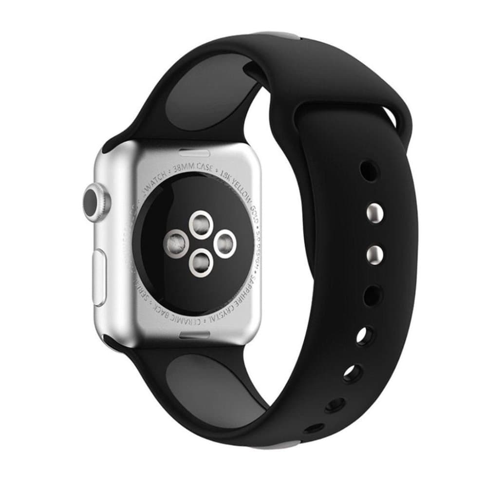 Apple Watch 42mm To-farvet silikone rem - Sort/Grå