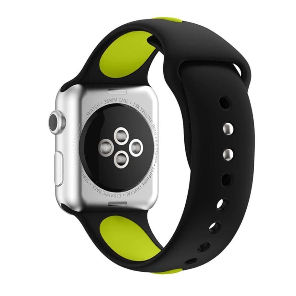 Apple Watch 42mm To-farvet silikone rem - Sort/grøn