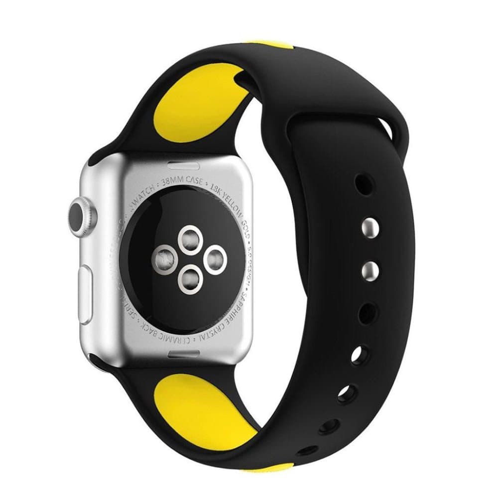 Apple Watch 38mm Silikone rem - Sort/gul