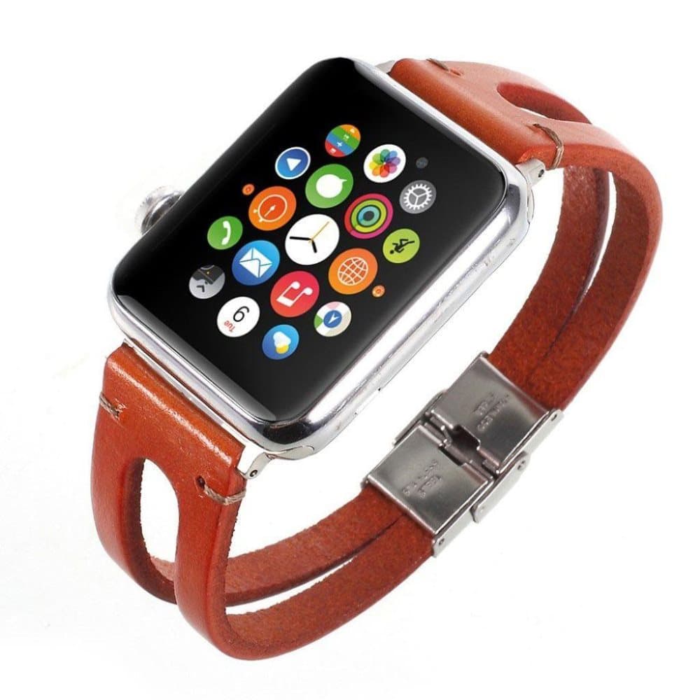 Apple Watch 42mm erstatnings urrem i kolæder med retro overf
