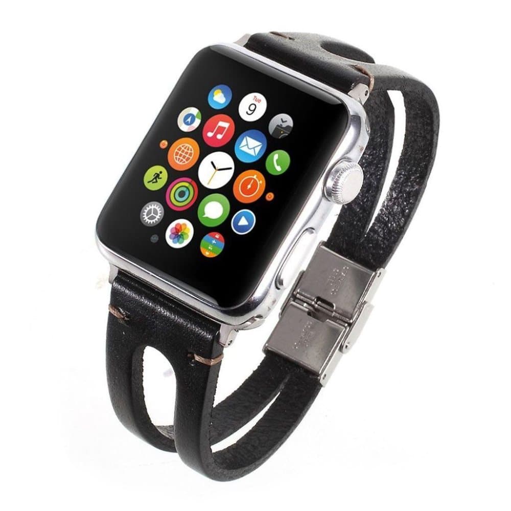 Apple Watch 42mm erstatnings urrem i kolæder med retro overf