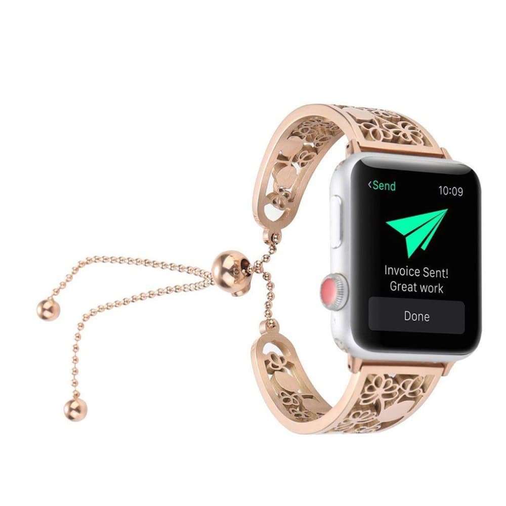 Apple Watch 42mm erstatnings urrem i stainless stål med blom