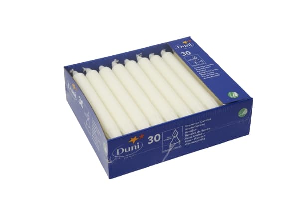 Duni - Stearinlys - hvit (en pakke 30)