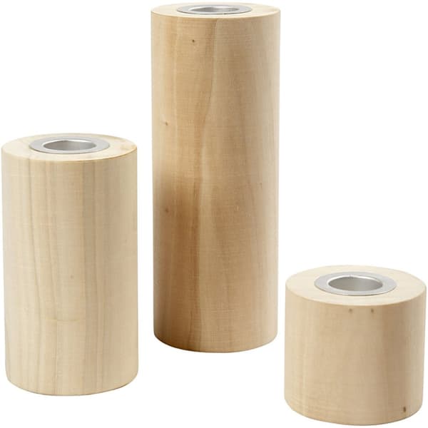 Runda Ljusstakar 3-pack - Poppel - Höjd: 6-14 cm