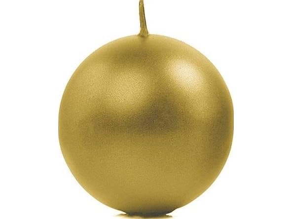 Party Deco Candle ball, metallic, gull, 6 cm, 10 stk